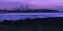 sunrise over the city  from Sisters Island