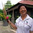 a happy ubin volunteer